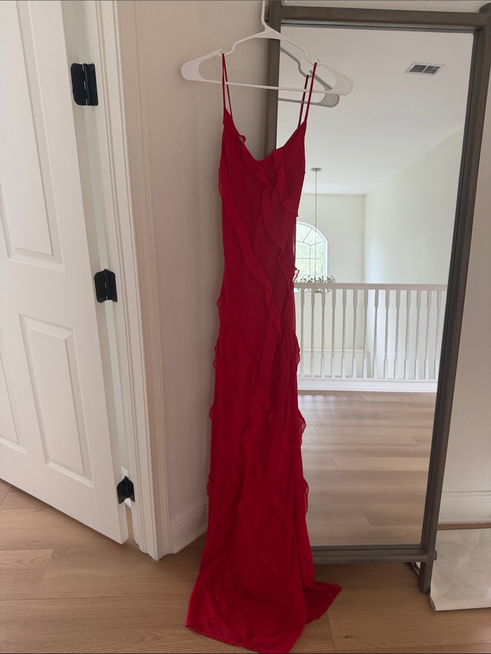 Mango Red Ruffle Maxi Slip Dress - Picture 3 of 5